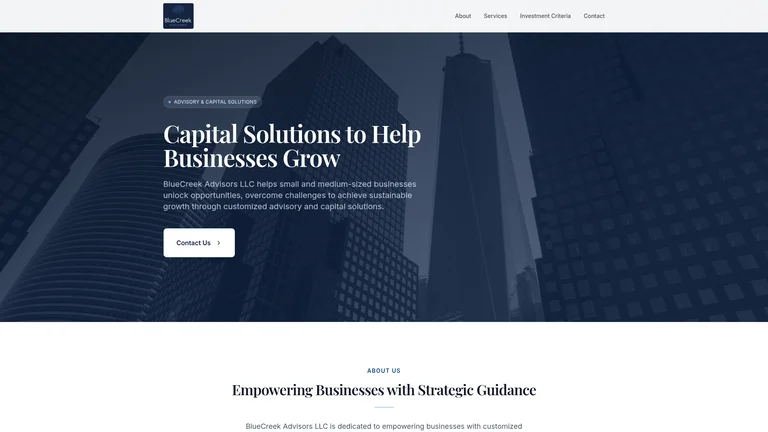 Bluecreek Advisors website preview
